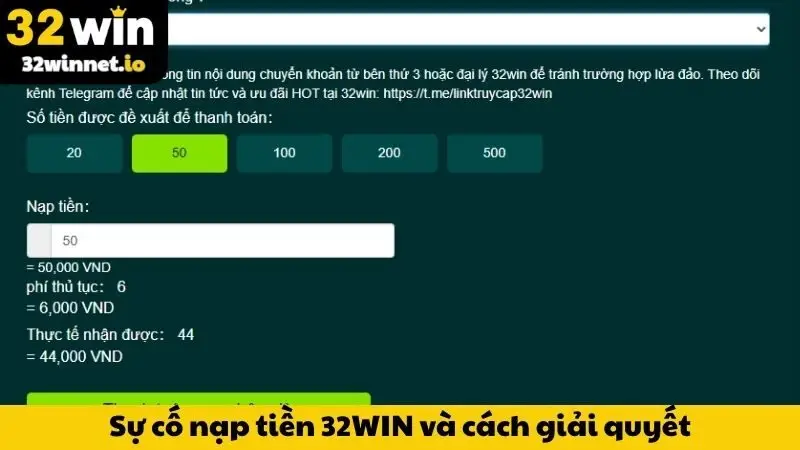 Những sự cố thường gặp khi nạp tiền 32WIN và cách giải quyết